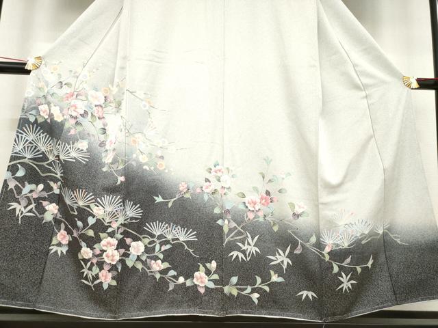 平和屋着物●訪問着 枝花文 暈し染め 正絹 逸品 AABD1610ck