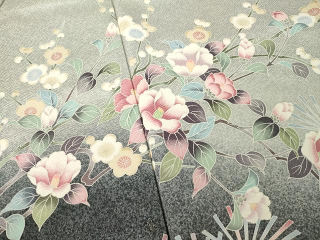 平和屋着物●訪問着 枝花文 暈し染め 正絹 逸品 AABD1610ck
