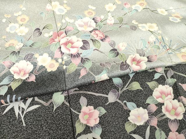 平和屋着物●訪問着 枝花文 暈し染め 正絹 逸品 AABD1610ck