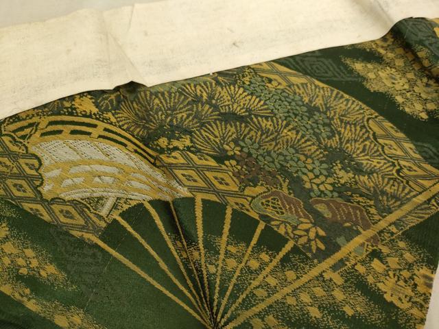 平和屋本店▼打敷 内敷 三角 扇面風景花文 法衣 寺院 仏具 仏教 僧侶 神職 装束 AABD1948ja
