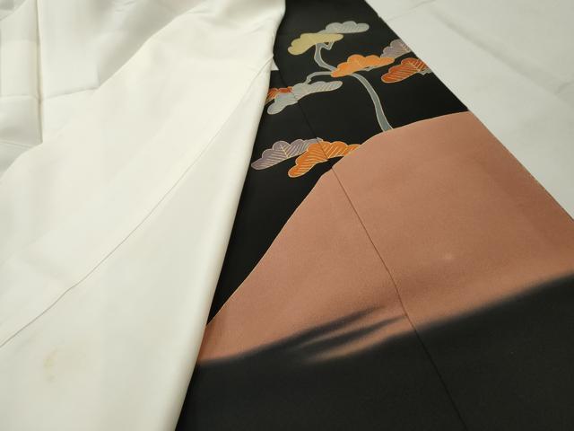 平和屋着物■豪華黒留袖 駒刺繍 御所車松文 金銀彩 正絹 逸品 AABD2520cs