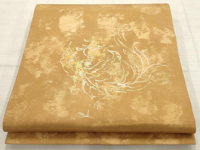 平和屋着物▼太鼓柄袋帯 鳳凰 金糸 正絹 逸品 AABD2753wj