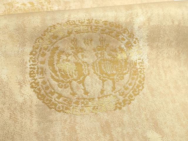 平和屋着物▼六通柄袋帯 鳳凰丸文 金糸 正絹 逸品 AABD2755wj