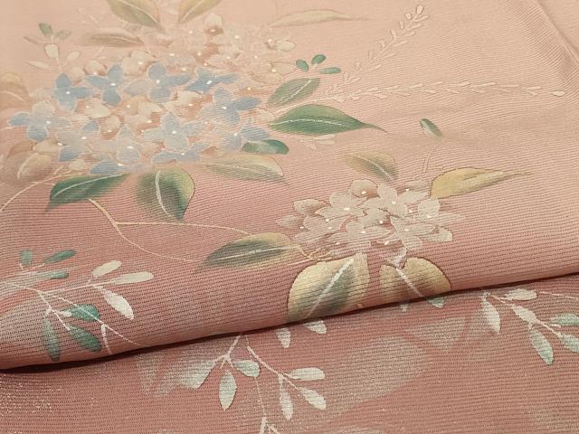 平和屋着物*夏物 訪問着 絽 紫陽花 暈し染め 銀彩 正絹 逸品 AABD3300jd