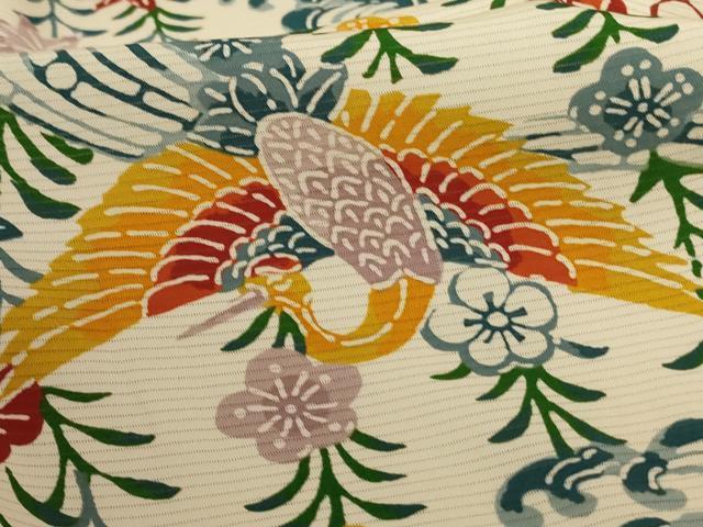 平和屋着物*夏物 小紋 絽 型染め 花鳥文 正絹 逸品 AABD3308jd