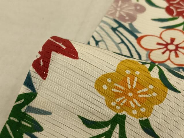 平和屋着物*夏物 小紋 絽 型染め 花鳥文 正絹 逸品 AABD3308jd