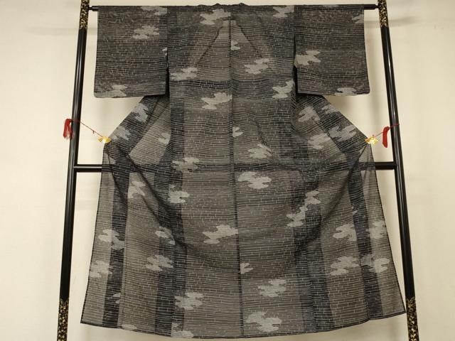 平和屋着物*夏物 小紋 絽 横段文 洗える着物 AABD3326jd