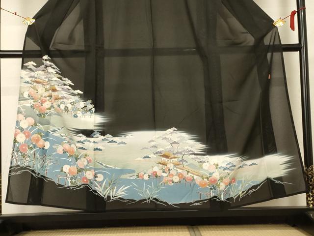 平和屋着物*夏物 黒留袖 絽 作家物 風景文 金彩 正絹 逸品 AABD3347jd