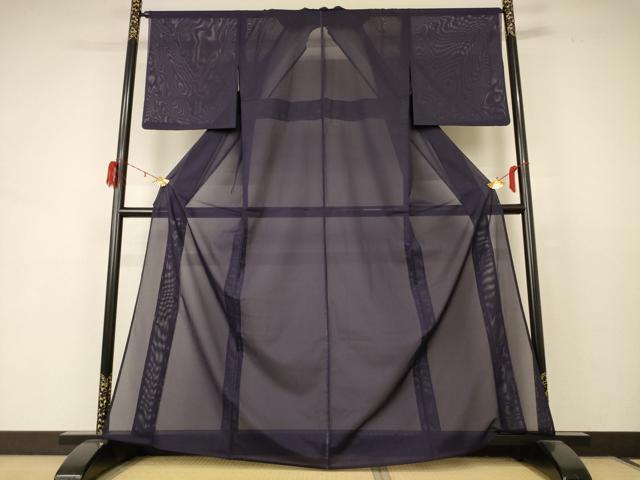 平和屋着物*夏物 色無地 絽 黒紅色 洗える着物 AABD3349jd