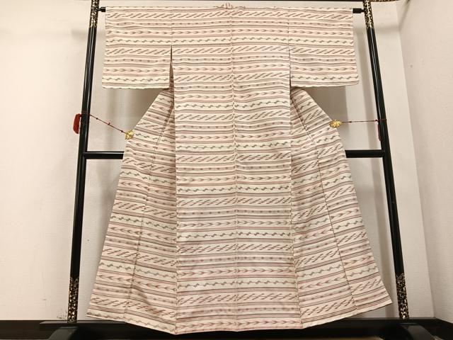 平和屋着物●本場琉球絣 紬 横段文 正絹 逸品 AABD3411ph