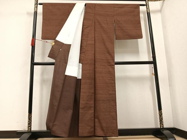 平和屋着物●上質な紬 格子 西武百貨店扱い 正絹 逸品 AABD3414ph
