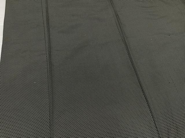 平和屋着物●男性 紬 アンサンブル 亀甲絣 黒地 正絹 逸品 AABD3424ph