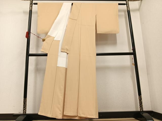 平和屋着物●上質な色無地 丁子色 正絹 逸品 AABD3426ph