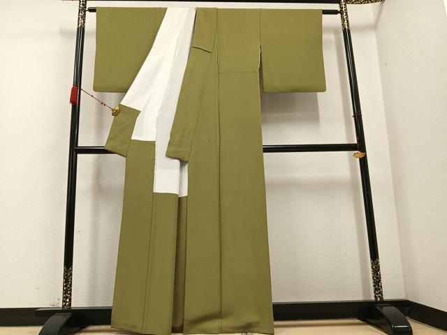 平和屋着物●上質な色無地 根岸色 正絹 逸品 AABD3427ph