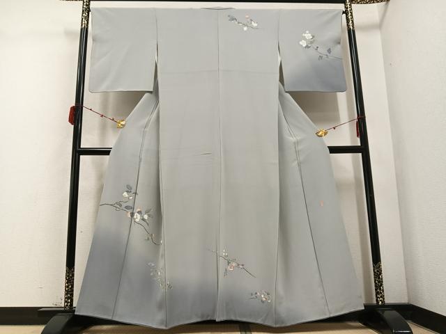 平和屋着物●十日町友禅作家 一梗 訪問着 枝花文 暈し染め 正絹 逸品 AABD3430ph