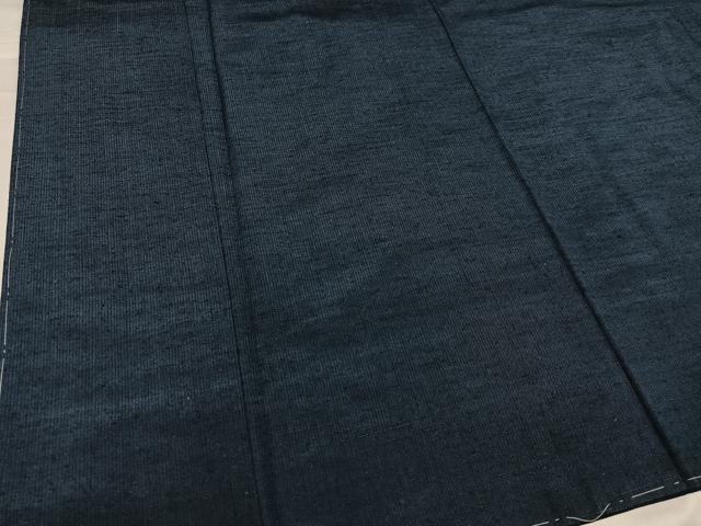 平和屋着物●男性 紬 色無地 藍鉄色 正絹 逸品 未使用 AABD3444ph