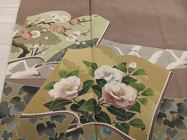 平和屋着物●十日町友禅作家 阿部佳雪 色留袖 飛鶴花冊子文 金彩 やまと誂製 正絹 逸品 AABD3466ph