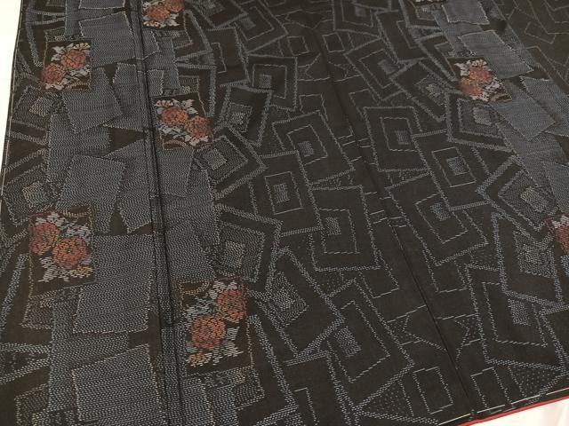 平和屋着物●本場大島紬 色紙花文 正絹 逸品 未使用 AABD3471ph