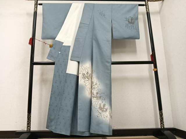 平和屋着物●訪問着 作家物 文字文 暈し染め 正絹 逸品 AABD3478ph