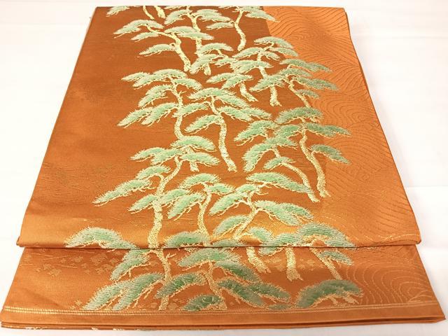 平和屋着物◎六通柄袋帯 唐織 浜松文 金糸 正絹 逸品 AABD3494yx