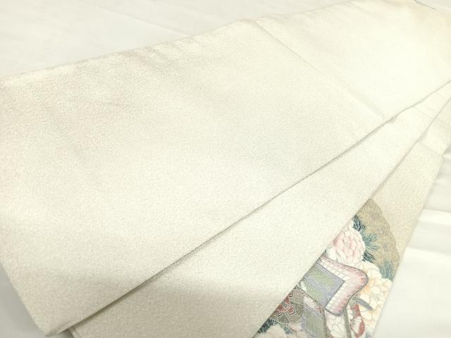 平和屋着物◎綴れ 太鼓柄袋帯 御所車花文 銀彩 正絹 逸品 AABD3514yx