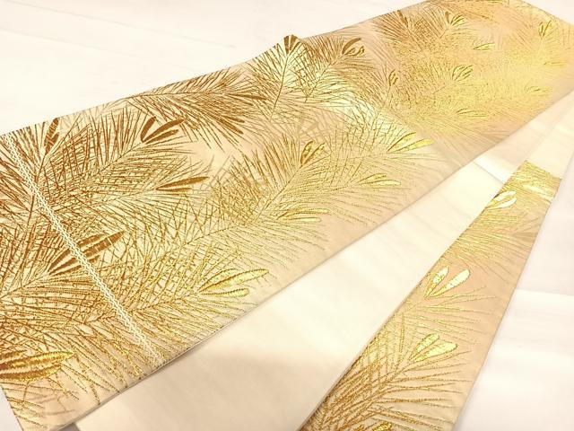 平和屋着物◎六通柄袋帯 若松 金糸 正絹 逸品 AABD3521yx