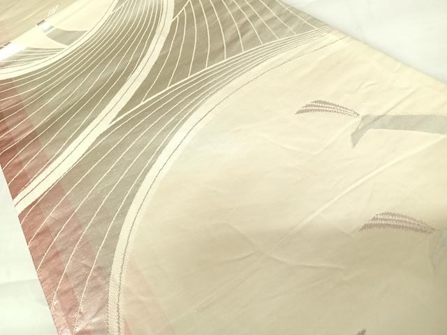 平和屋着物◎両面六通柄袋帯 舞蝶文 銀糸 正絹 逸品 AABD3541yx