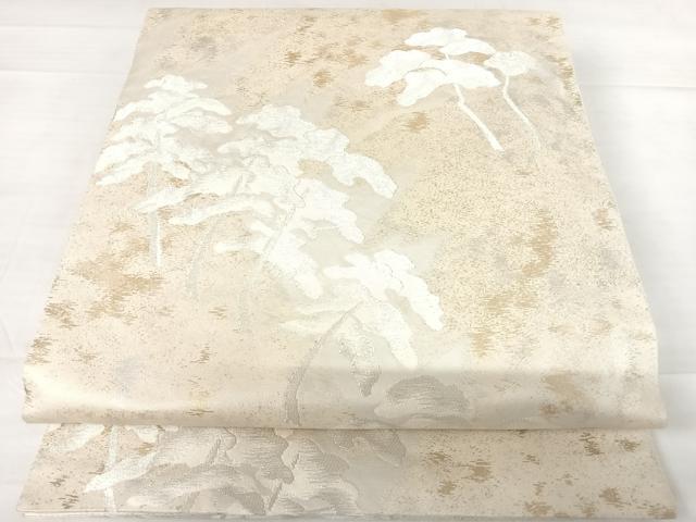 平和屋着物◎六通柄袋帯 枝松文 銀糸 正絹 逸品 AABD3559yx