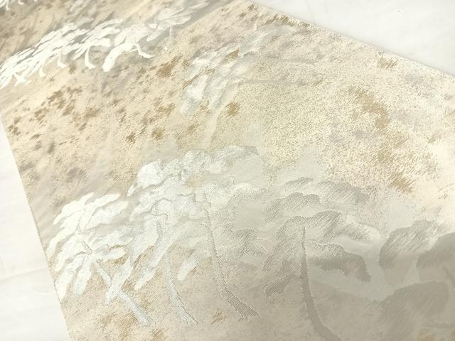 平和屋着物◎六通柄袋帯 枝松文 銀糸 正絹 逸品 AABD3559yx
