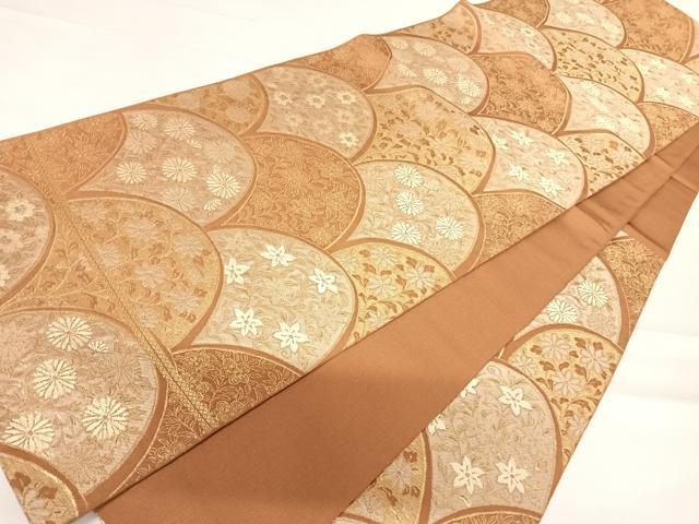 平和屋着物◎六通柄京袋帯 草花文 金糸 正絹 逸品 AABD3568yx