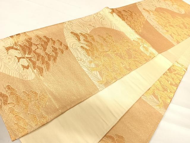平和屋着物◎六通柄袋帯 立波松文 金糸 正絹 逸品 AABD3611yx