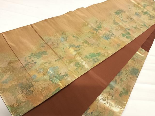平和屋着物◎西陣 六通柄袋帯 霞文 引箔 正絹 逸品 AABD3680yx