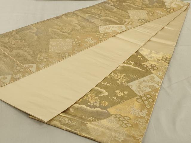 平和屋着物◎六通柄袋帯 草花文 金糸 正絹 逸品 AABD3730ou