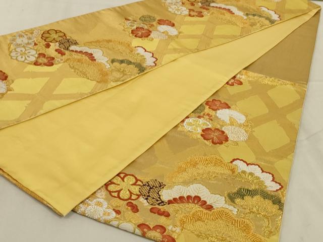 平和屋着物◎六通柄袋帯 唐織 花丸文 金銀糸 正絹 逸品 AABD3731ou