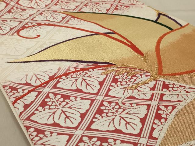 平和屋着物◎六通柄袋帯 唐織 綾錦 舞花文 金糸 正絹 逸品 AABD3735ou
