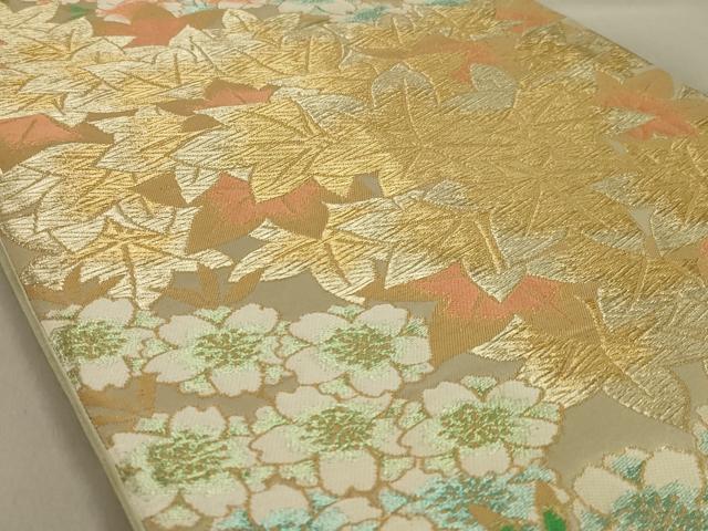 平和屋着物◎六通柄袋帯 舞花文 金糸 正絹 逸品 AABD3736ou
