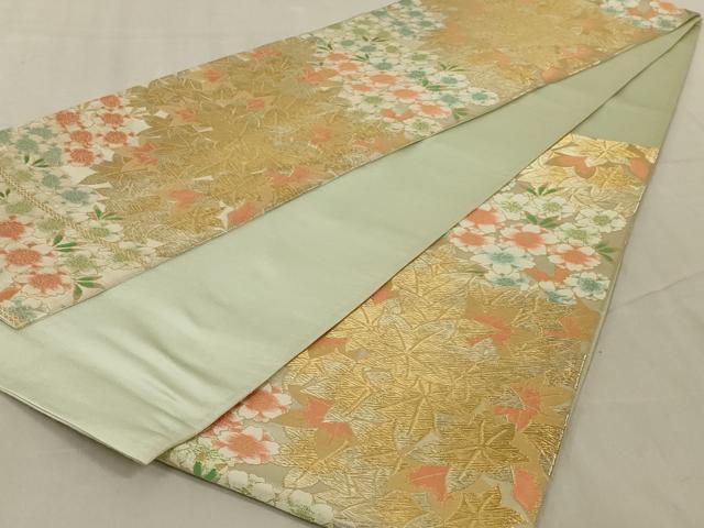 平和屋着物◎六通柄袋帯 舞花文 金糸 正絹 逸品 AABD3736ou