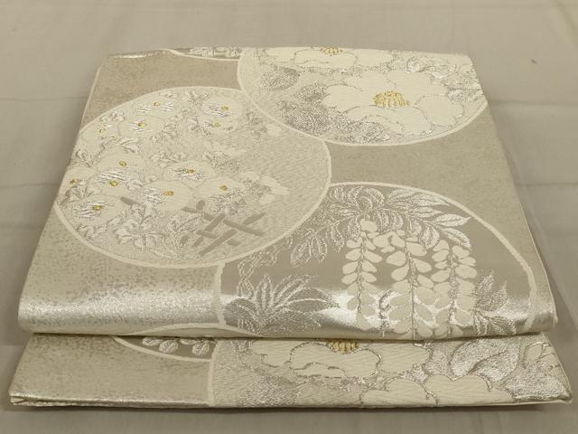 平和屋着物◎六通柄袋帯 唐織 花丸文 金銀糸 正絹 逸品 AABD3747ou