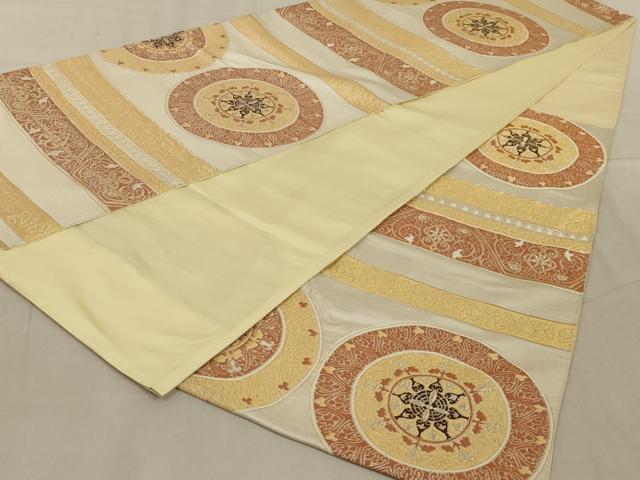 平和屋着物◎六通柄袋帯 花丸文 金糸 正絹 逸品 AABD3751ou