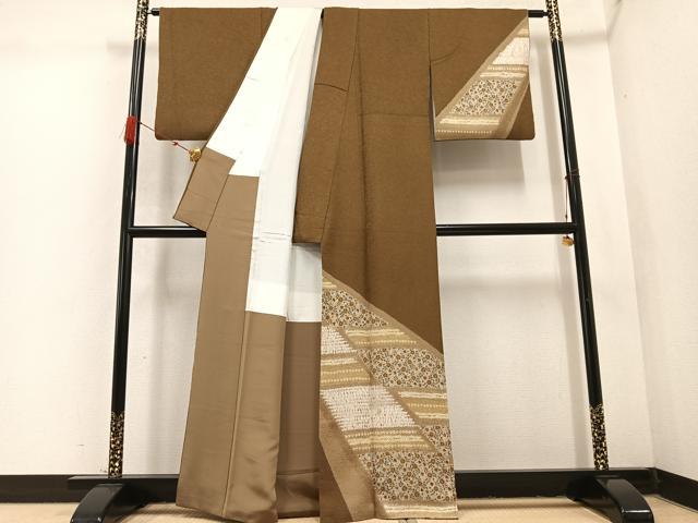 平和屋着物●訪問着 絞り 草花文 正絹 逸品 AABD3929ph