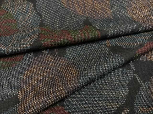 平和屋着物●本場大島紬 一元7マルキ 葉尽くし 正絹 逸品 AABD3979ph