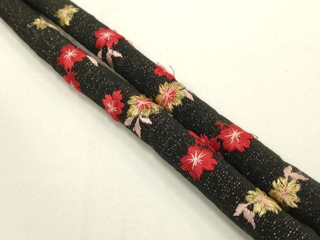 平和屋本店●和装小物 帯締め・帯揚げセット 振袖用 刺繍 丸ぐけ 金糸 金銀通し地 撚り房 正絹 逸品 AABD4005ay