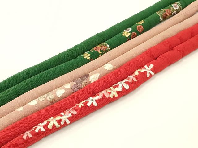 平和屋着物●和装小物 上質な帯締め3本セット 丸ぐけ 刺繍 雪輪 ラインストーン 金糸 撚り房 逸品 AABD4171ay