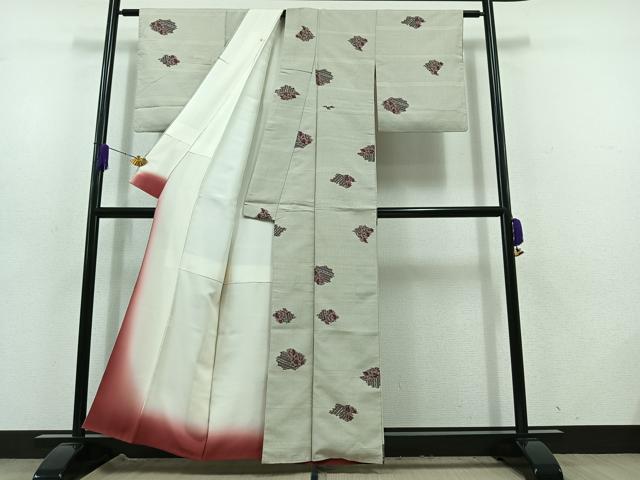 平和屋着物■上質な紬 100亀甲 更紗花文 正絹 逸品 AABD4223jh