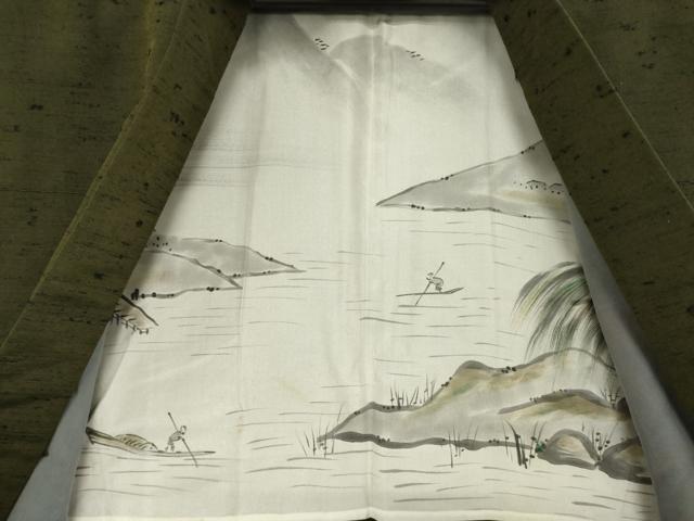 平和屋着物●男性 紬 アンサンブル 海松茶色 正絹 逸品 AABD4329ck