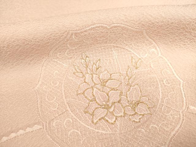 平和屋着物●豪華色留袖 総刺繍 鏡裏花文 一斤染色 金糸 正絹 逸品 AABD4336ck