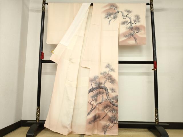 平和屋着物●訪問着 手描き 松 暈し染め 正絹 逸品 AABD4340ck