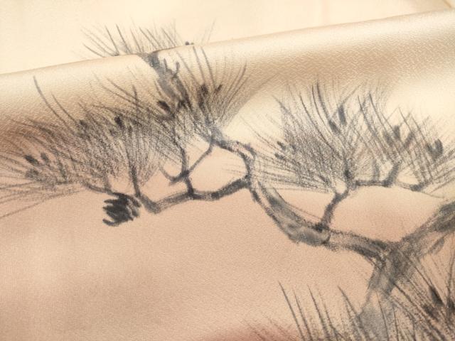 平和屋着物●訪問着 手描き 松 暈し染め 正絹 逸品 AABD4340ck