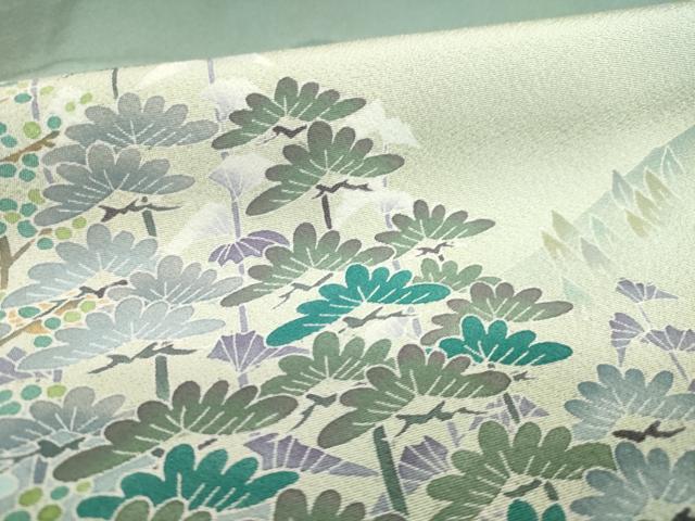 平和屋着物●豪華色留袖 友禅 作家物 風景松文 正絹 逸品 AABD4359ck