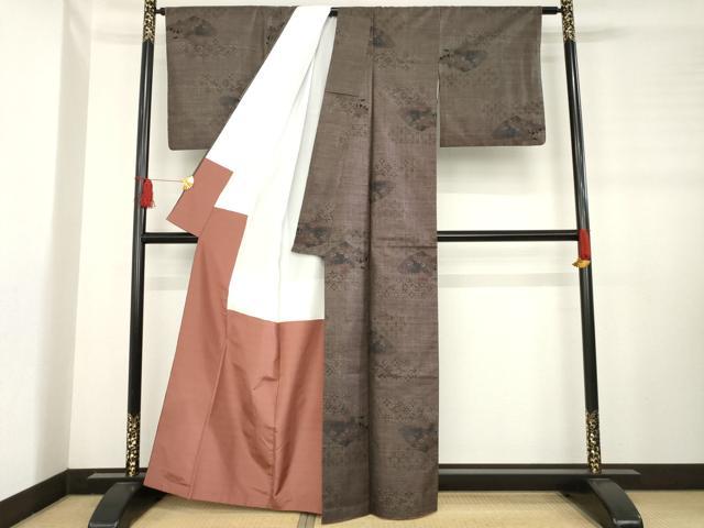 平和屋着物●本場大島紬 カタス9マルキ 吉祥花文 正絹 逸品 AABD4373ck